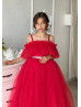 Red Tulle Flower Girl Dress Christmas Party Dress